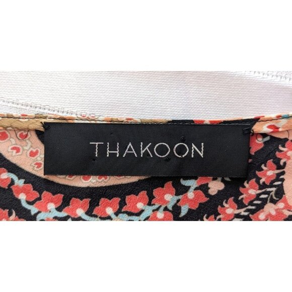 2012 THAKOON Rashida Jones 100% Silk Chiffon Paisley Cowl Sleeve Mini Dress Sz 2 - Picture 4 of 11